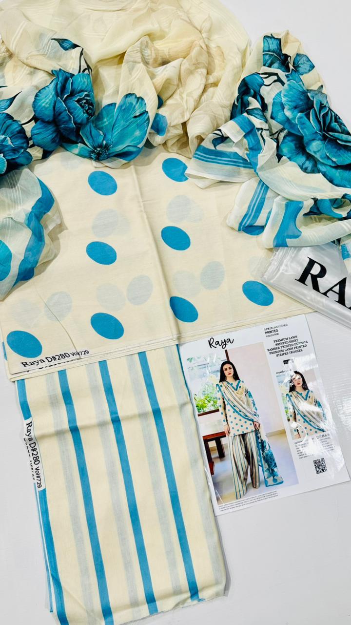 3 PIECE *RAYA*   *Trending Articles*  Luxury Lawn  Print With Bamber Dupatta   💫Lawn  Print Shirt  💫